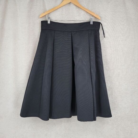 Eliza J Black Faille Midi Pleated Circle Skirt Pockets Women's Plus Size 14 - Picture 2 of 11